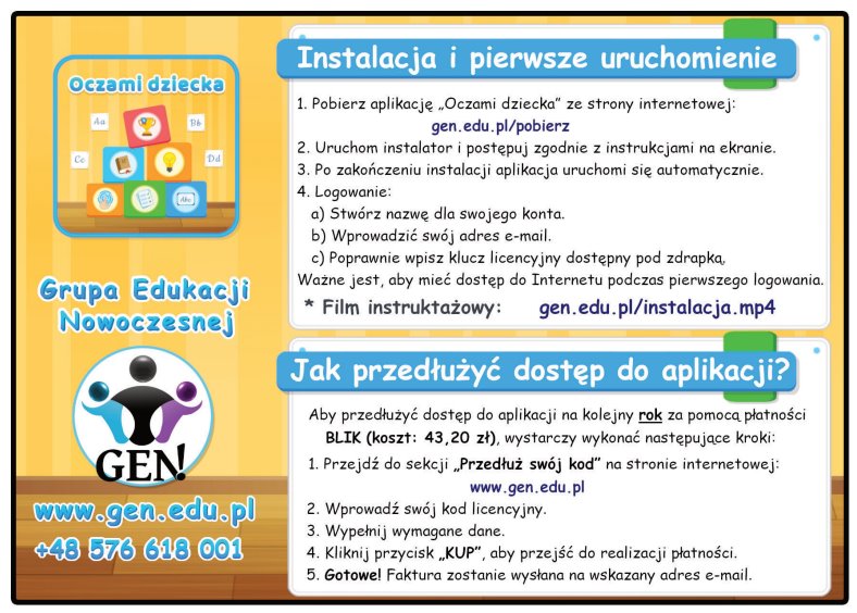 Firma Edukacyjna GEN - Aplikacja "Oczami Dziecka", Panel Licencyjny i Prawa Autorskie. - 7